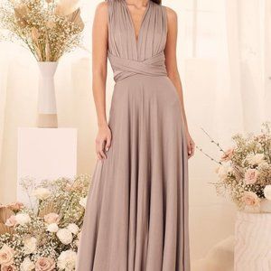 Tricks of the Trade Taupe Maxi Dress - Lulu’s - BRAND NEW with tags